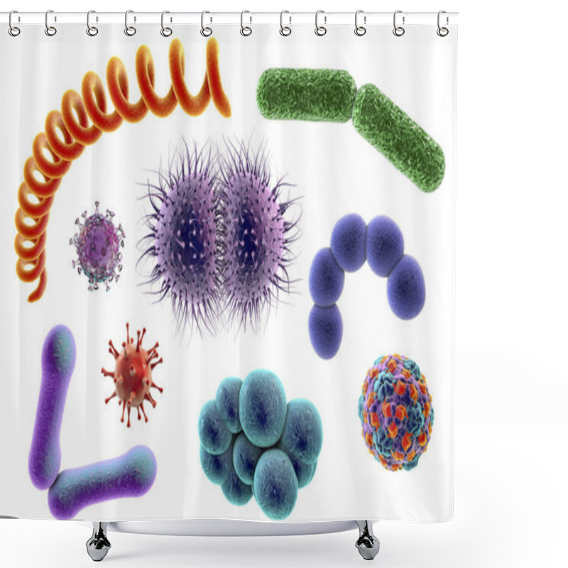 Personality  Microbes Of Different Shapes Shower Curtains