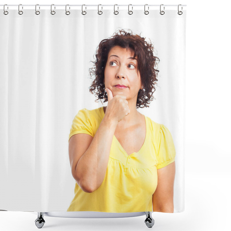 Personality  Mature Woman Having An Idea Shower Curtains