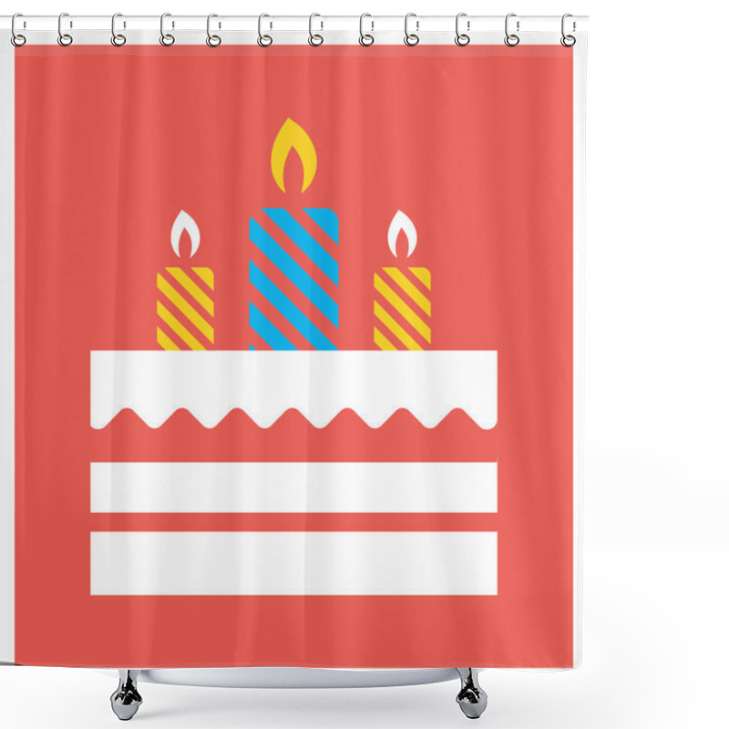 Personality  Birthday Cake Flat Icon Shower Curtains