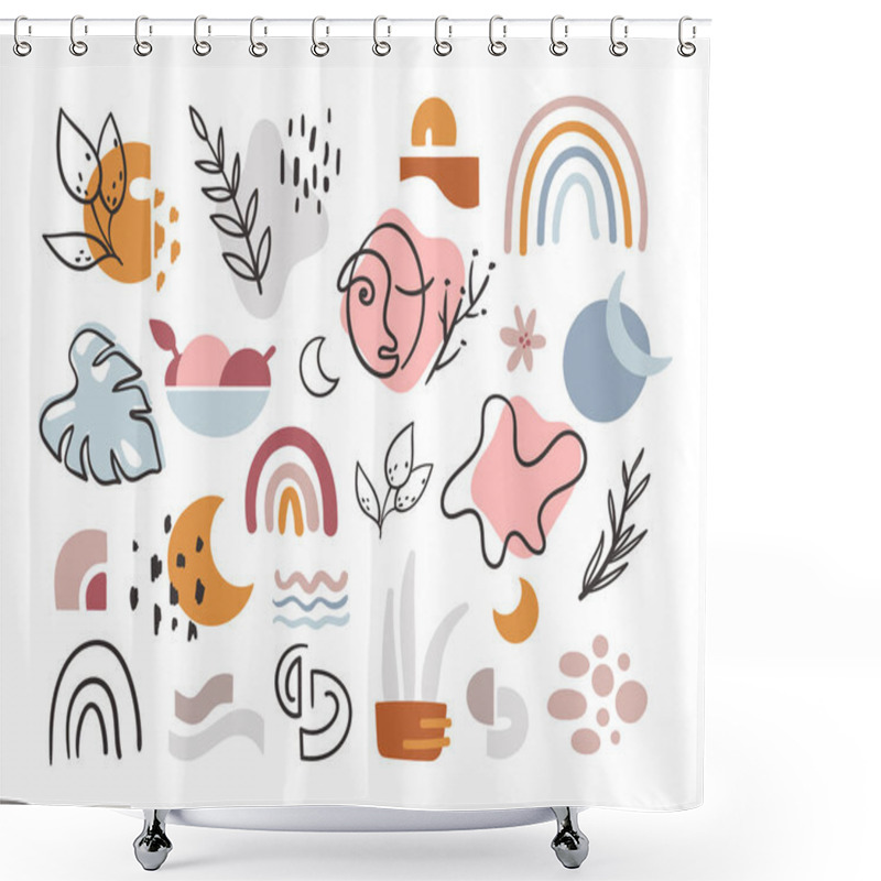 Personality  Boho Abstract Geometric Shapes Isolated Cliparts On White Shower Curtains