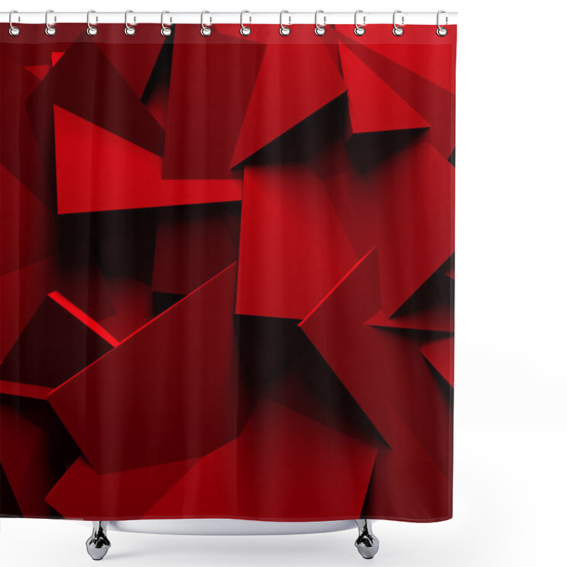 Personality  Red Chaotic Cubes Wall Background Shower Curtains