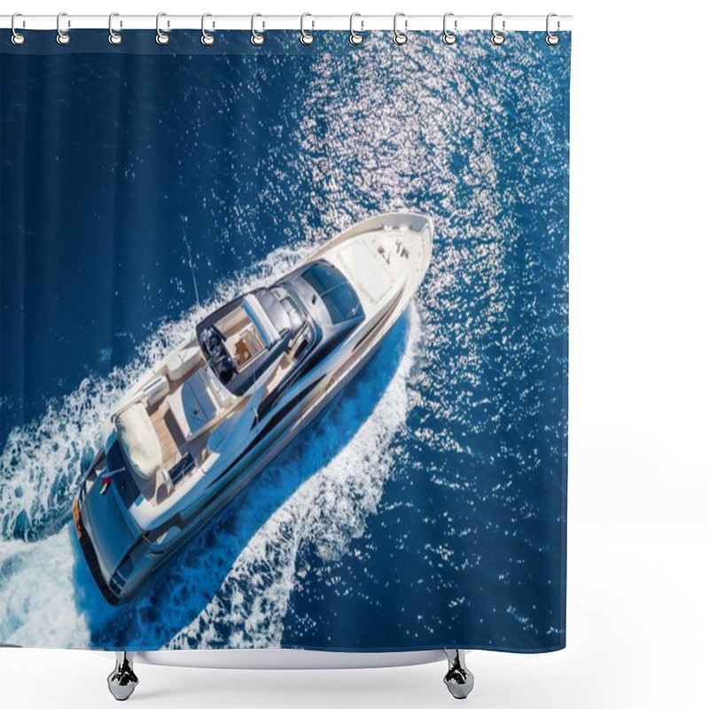 Personality  An Aerial Shot Of A Yacht Sailing On The Sea At Daytime Shower Curtains