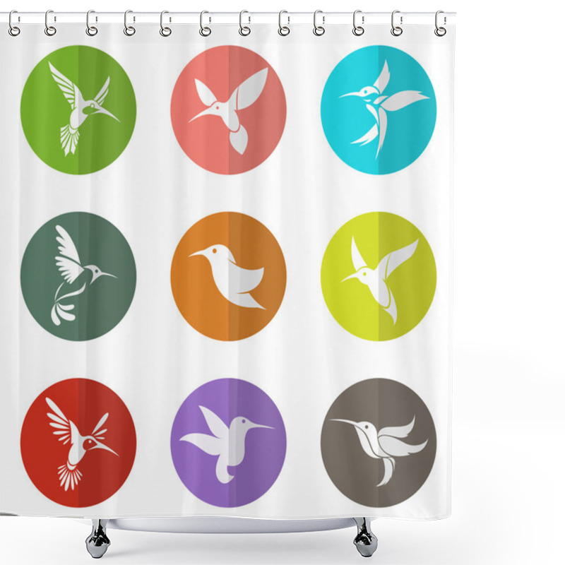 Personality  Vector Group Of Hummingbird In The Circle  Shower Curtains