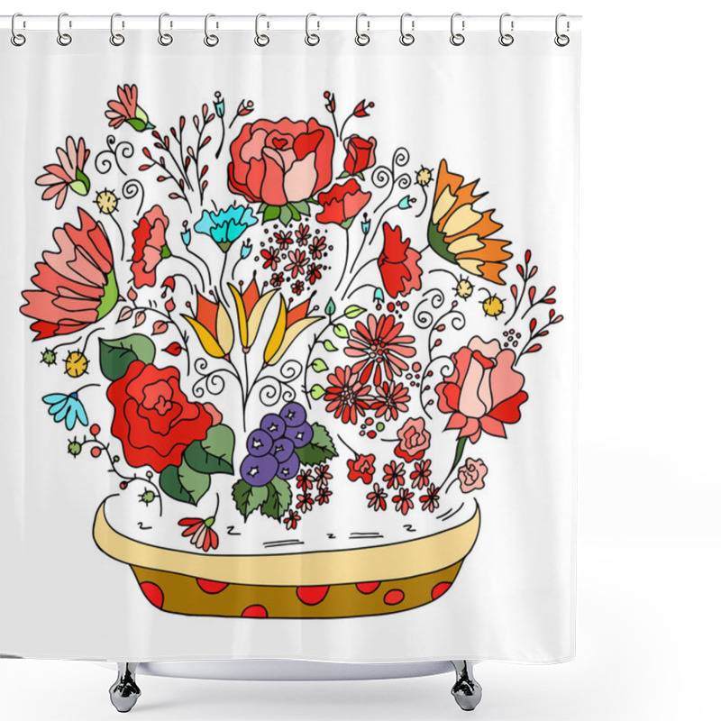 Personality  Beautiful Doodle Art Flowers. Shower Curtains