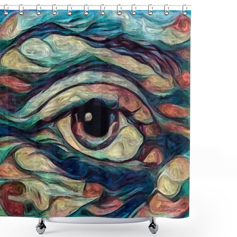 Personality  Artistic Vision Series. Young Girls Eye Rendered In Abstract Painting Style On Subject Of Inner World, Creativity And Art Shower Curtains