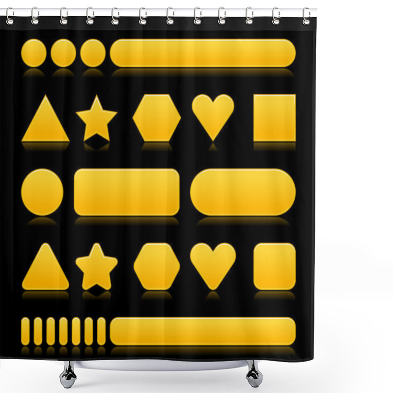 Personality  Yellow Empty Various Forms Web 2.0 Buttons With Reflection On Black Background Shower Curtains