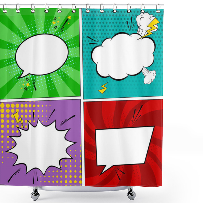 Personality  Retro Comic Empty Speech Bubbles Set Shower Curtains