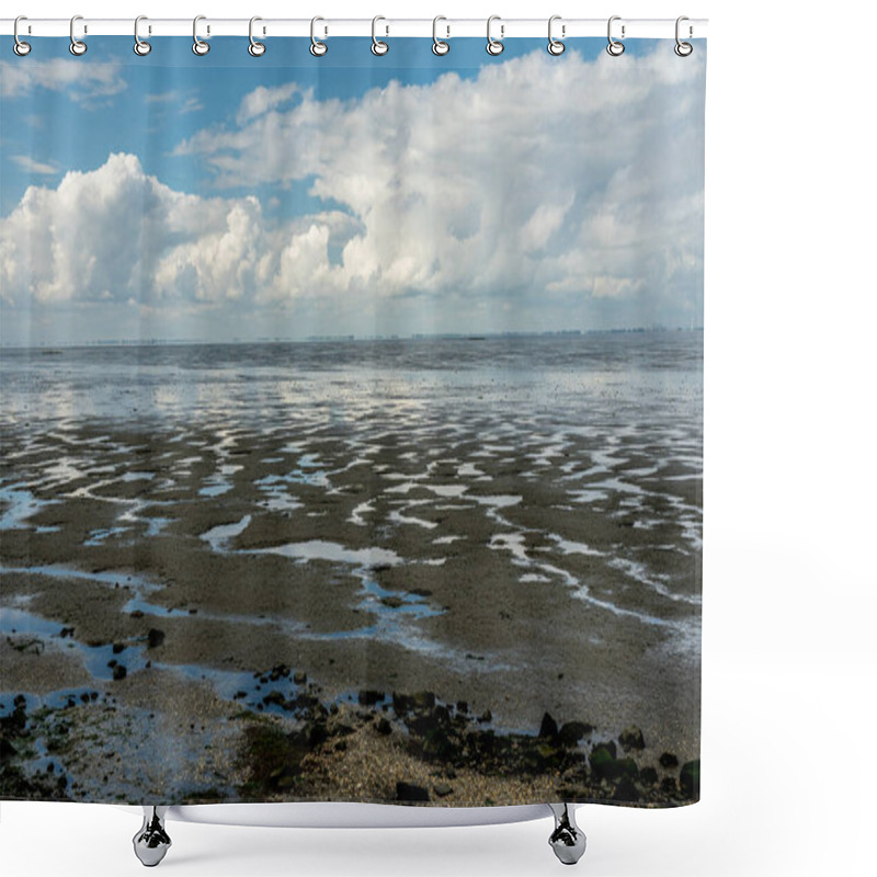 Personality  View On The Wadden Sea Of The North Sea At Low Tide Near Emden, Germany Shower Curtains