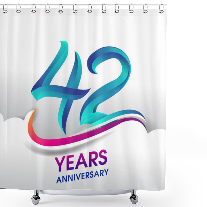 Personality  42  Years Anniversary Celebration Logo, Birthday Vector Design Shower Curtains