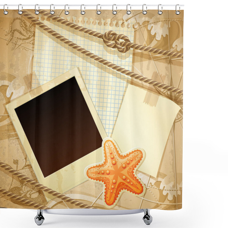 Personality  Nautical Scrapbook Template Shower Curtains