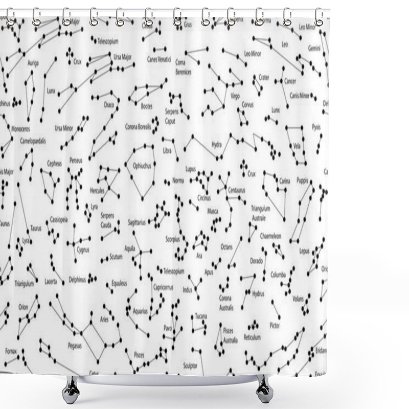 Personality  Raster Illustration.  Astronomy Different Constellations Shower Curtains