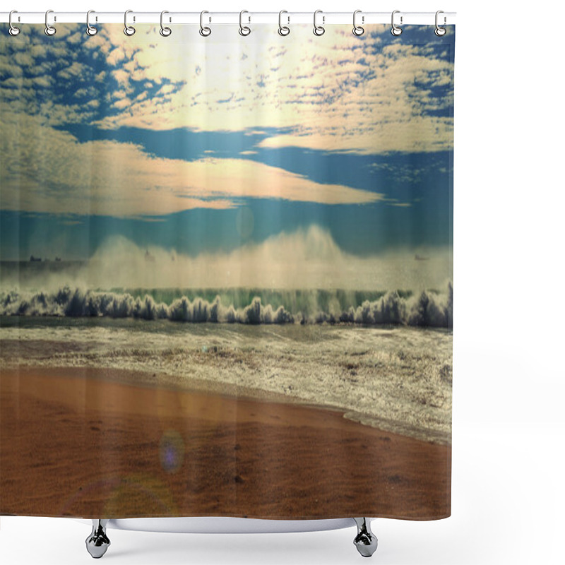 Personality  Powerful Oceanic Waves Shower Curtains