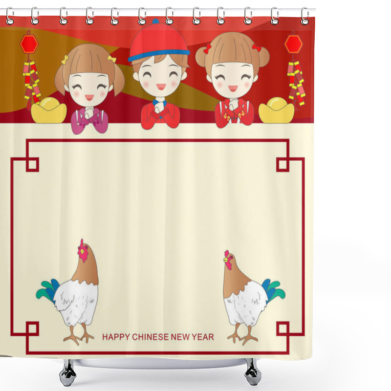 Personality  Chinese Children On Frame Shower Curtains