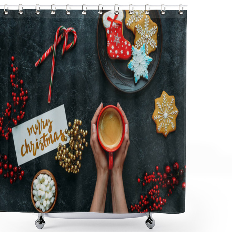 Personality  Christmas Gingerbreads And Coffee  Shower Curtains