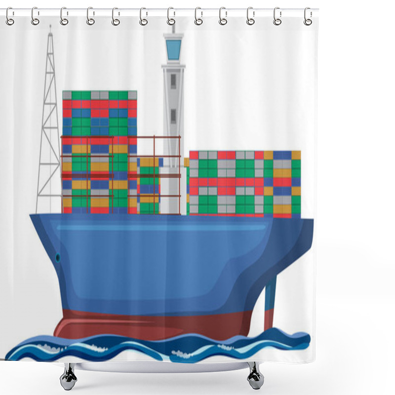 Personality  Large Ship Carrying Stacked Shipping Containers At Sea Shower Curtains