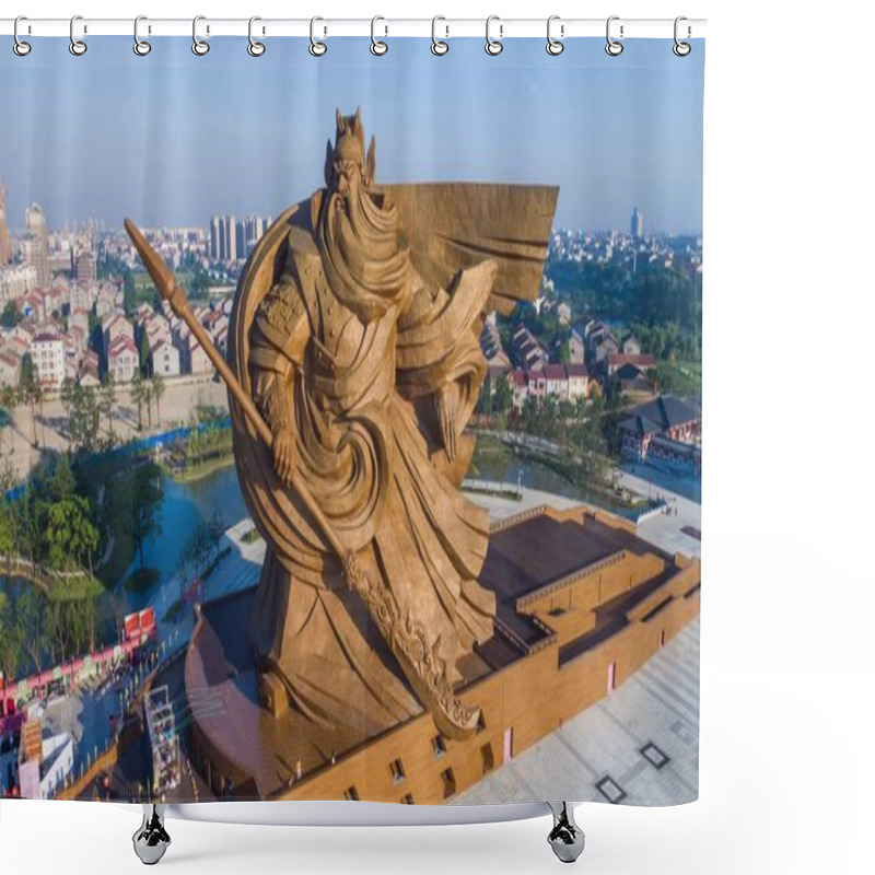 Personality  The Giant Statue Of Ancient Chinese General Guan Yu Is On Display At The Guan Gong Cultural Park In Jingzhou City, Central China's Hubei Province, 17 June 2016 Shower Curtains