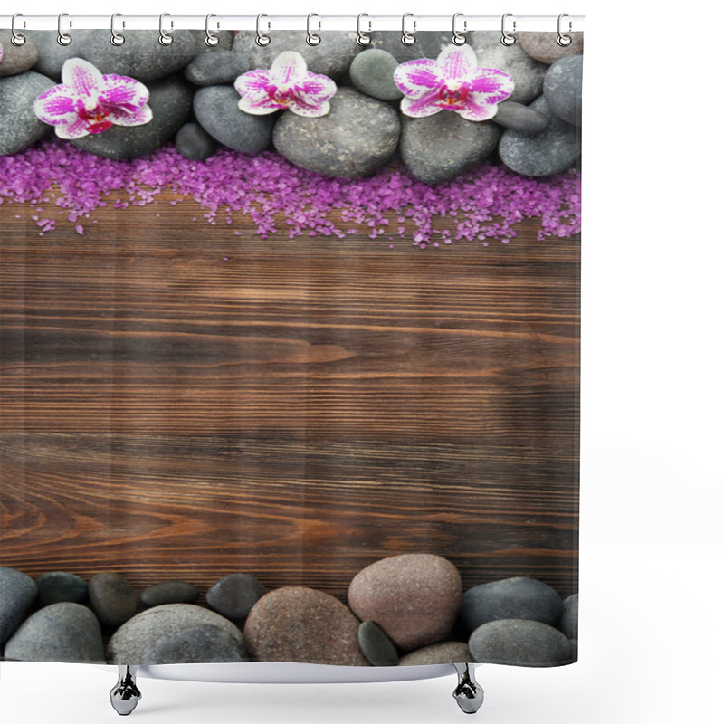 Personality  Spa Stones And Orchid  Shower Curtains