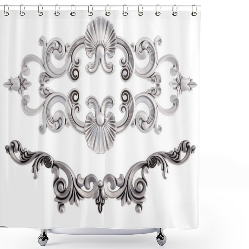 Personality  Chrome Ornament On A White Background. Isolated Shower Curtains