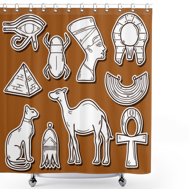 Personality  Hand Drawn Egypt Stickers Shower Curtains