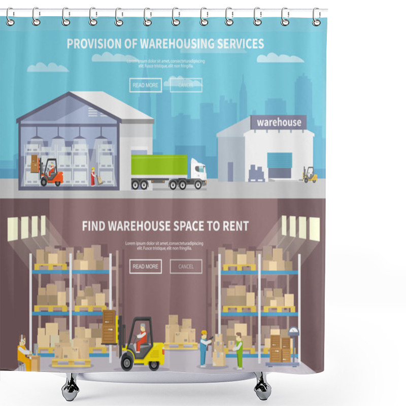 Personality  Warehouse Flat Banner Set Shower Curtains