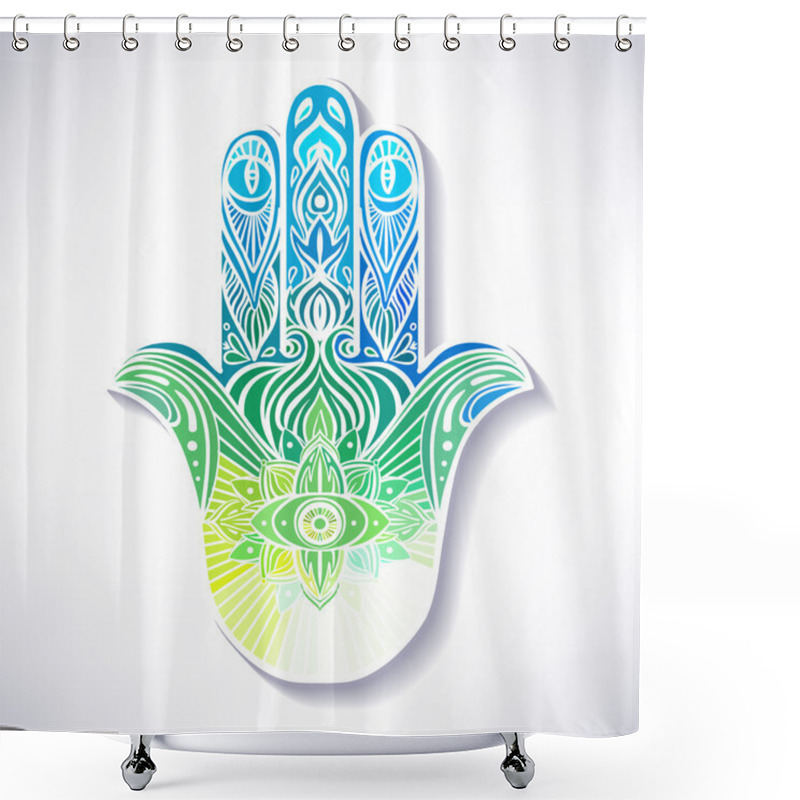 Personality  Ornate  Hamsa Amulet Shower Curtains