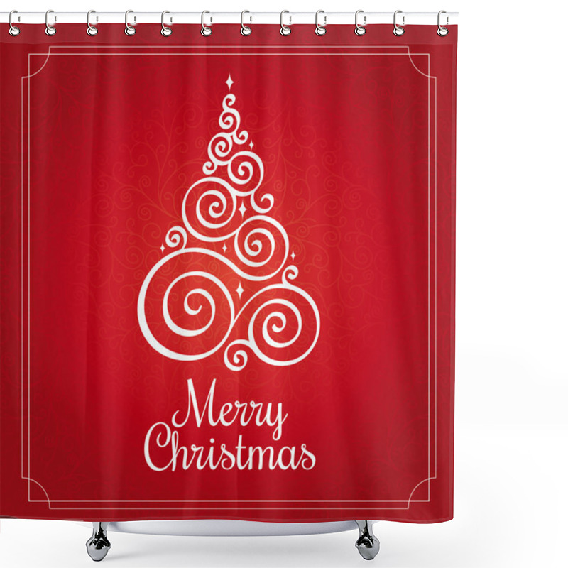 Personality  Christmas Card With Christmas Tree Shower Curtains