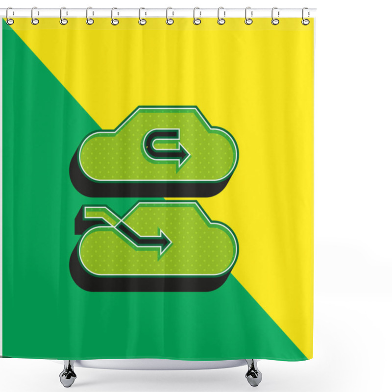 Personality  Air Conditioner Green And Yellow Modern 3d Vector Icon Logo Shower Curtains