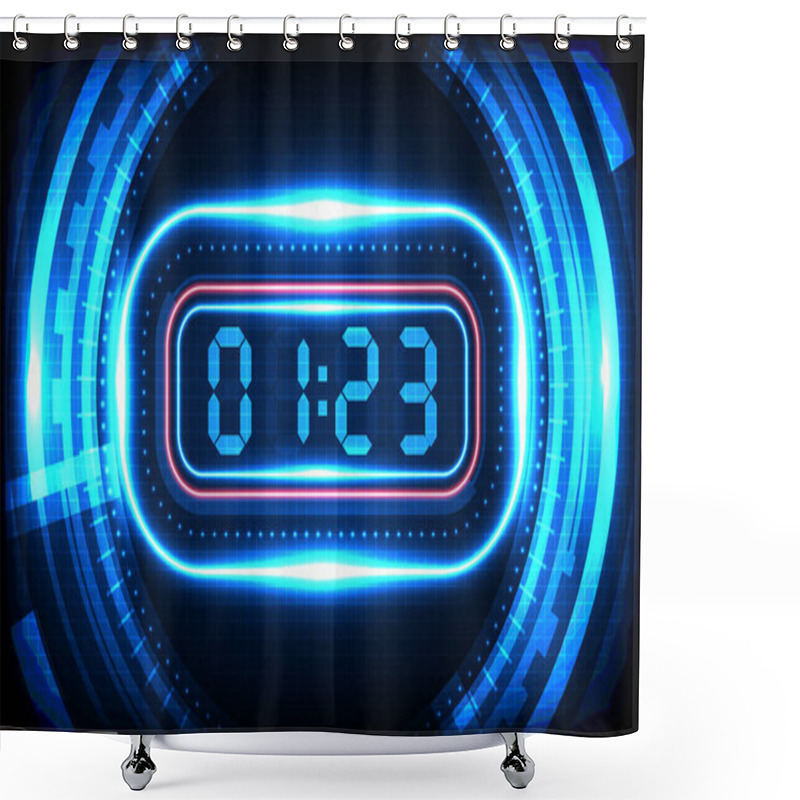 Personality  Abstract Background Of Blue HUD Futuristic Element Loading Digital Number Shower Curtains