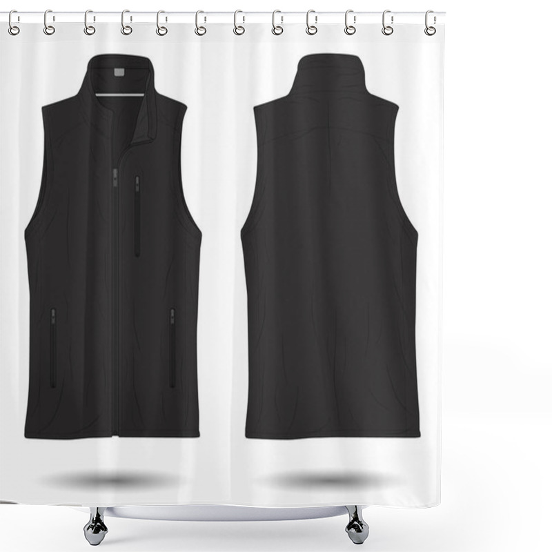 Personality  Black Modern Vest Mockup Front And Back View Shower Curtains