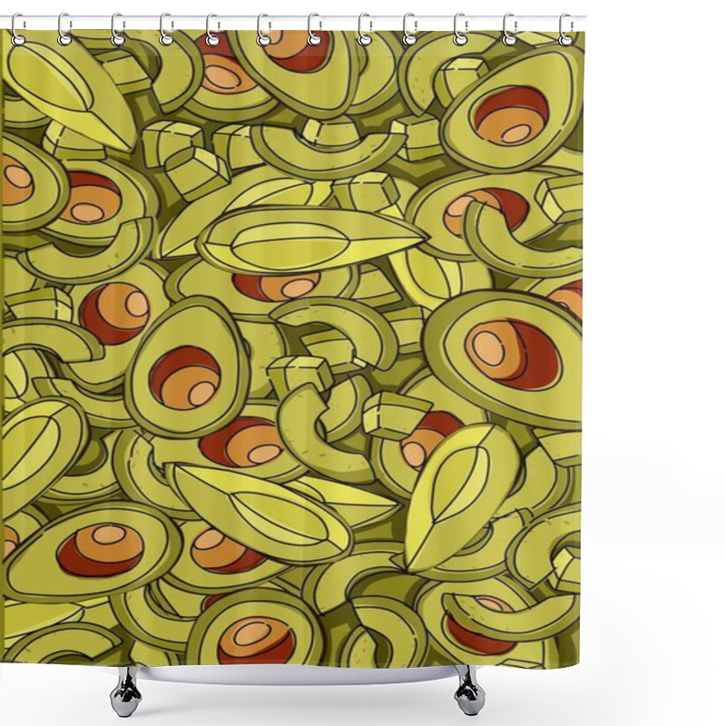 Personality  Wallpaper Full Of Green Avocados Slice And Seeds Shower Curtains