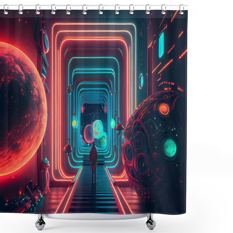 Personality  Interdimensional Travel And Parallel Universes, Illustration Shower Curtains