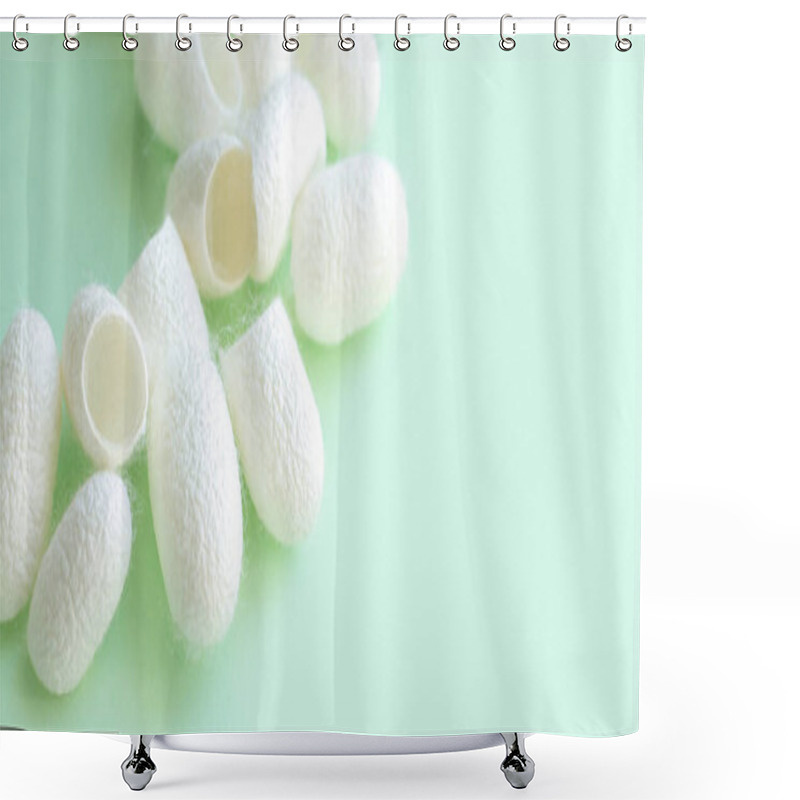 Personality  Many White Silkworm Cocoons Shell For Production Of Silk Thread And Silk Fabric Shower Curtains