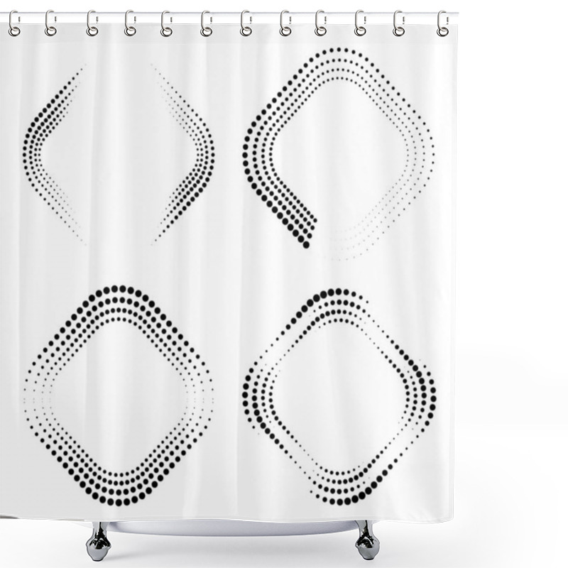 Personality  Set Of Black Abstract Dots In Rounded Rectangle Forms Shower Curtains