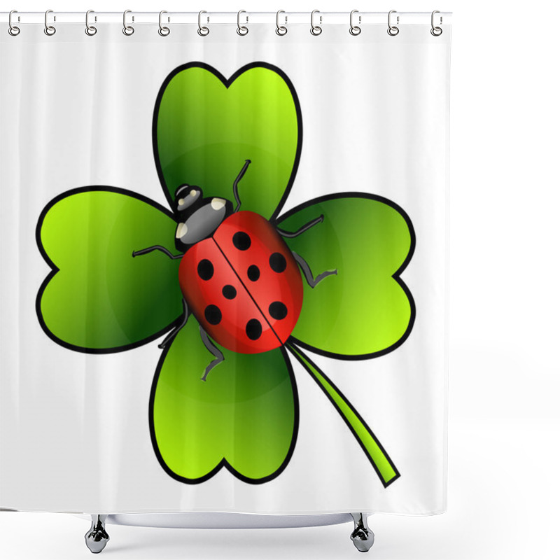 Personality   Ladybug On Clover Shower Curtains