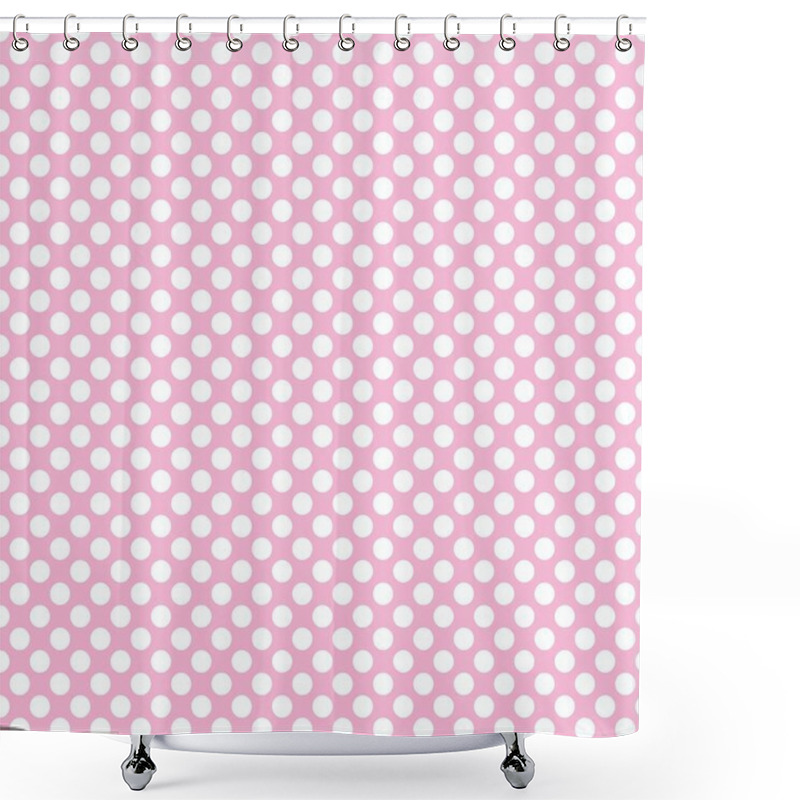 Personality  Seamless Vector Pattern With White Polka Dots On A Tile Pastel Pink Background Shower Curtains