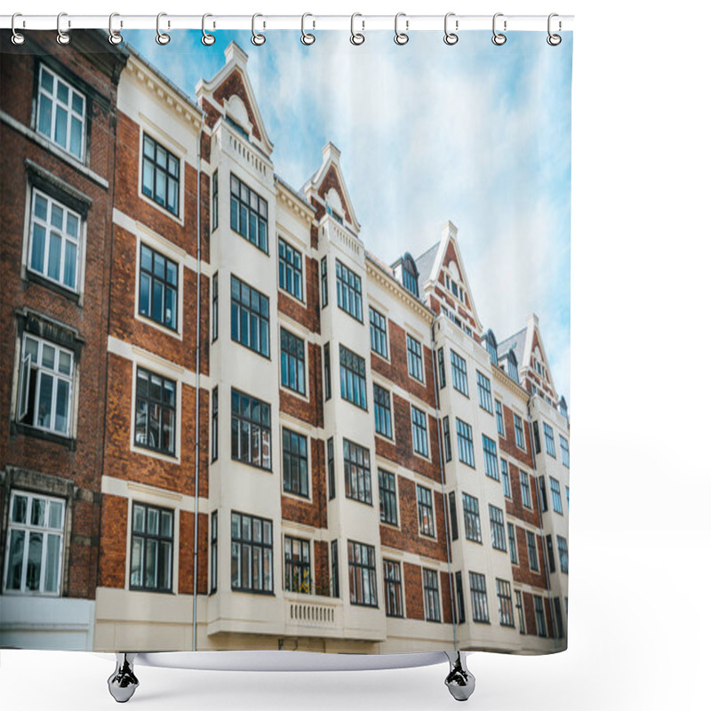 Personality  Urban Scene With Historical Architecture And Cloudy Sky In Copenhagen City, Denmark Shower Curtains