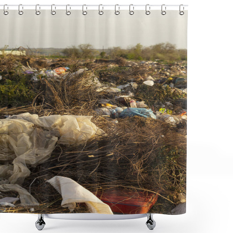 Personality  Environmental Disaster. Clogging The Outskirts Of The City. Garbage Heaps Are An Element Of The Modern European Landscape. Shower Curtains