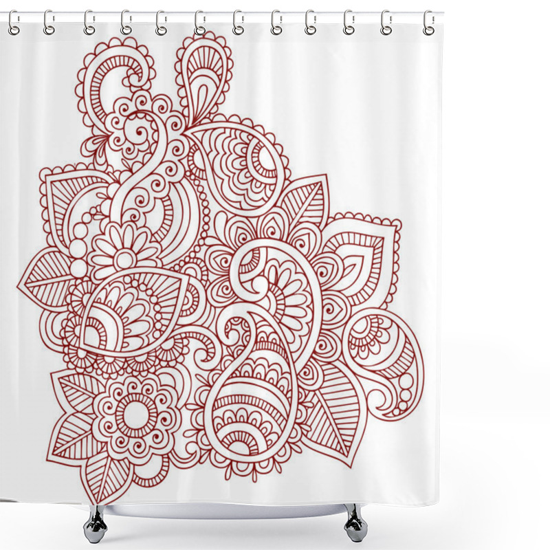 Personality  Henna Paisley Flower Doodle Vector Design Element Shower Curtains