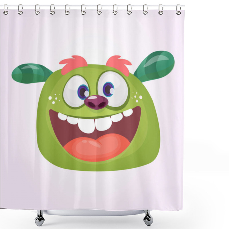 Personality  Cartoon Green Monster. Vector Illustration Shower Curtains