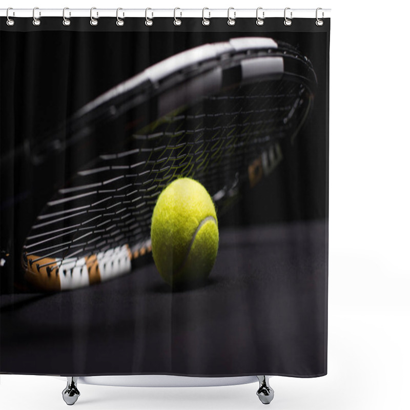 Personality  Tennis Ball And Racquet    Shower Curtains