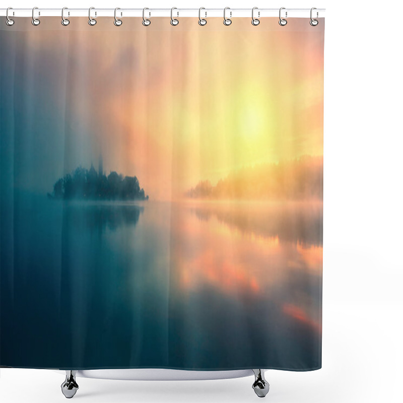 Personality  Misty Morning In Lake Bled Shower Curtains