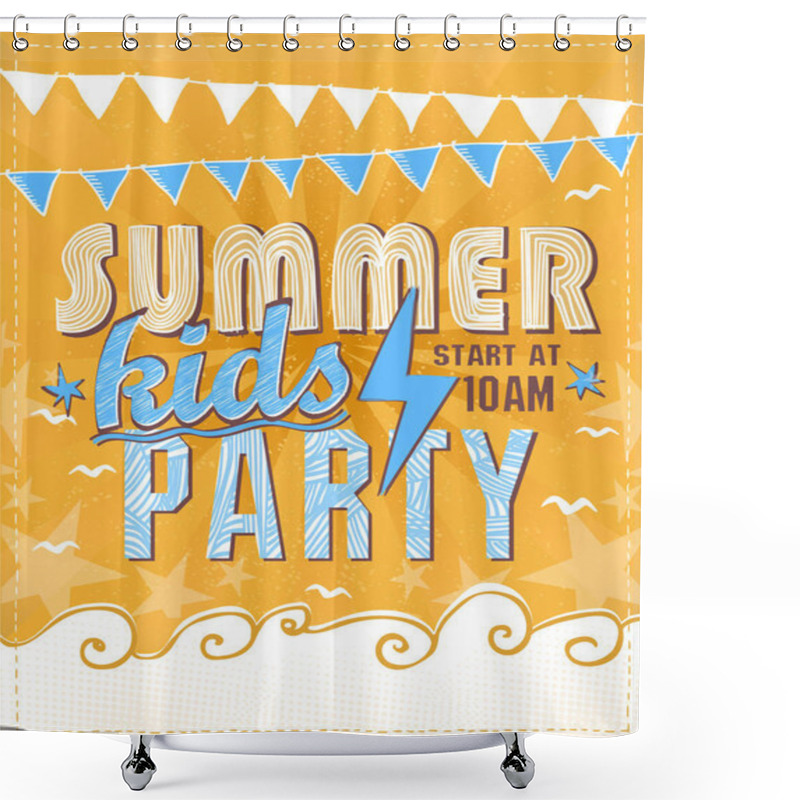 Personality  Summer Kids Party Poster Design Concept Shower Curtains