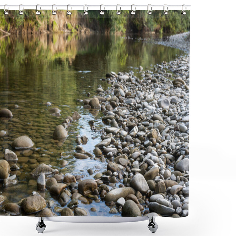 Personality  Gorge Of A Mountain River, Shore Covered With Stones. High Quality Photo Shower Curtains