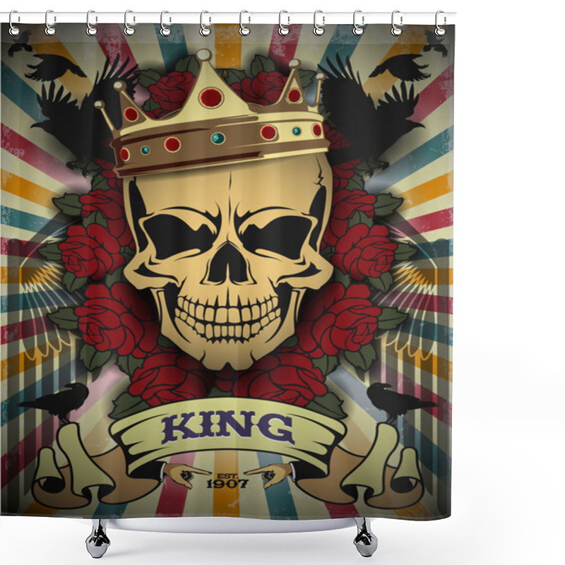 Personality  Creative Picture Of A Skull In A Retro Style 2 Shower Curtains