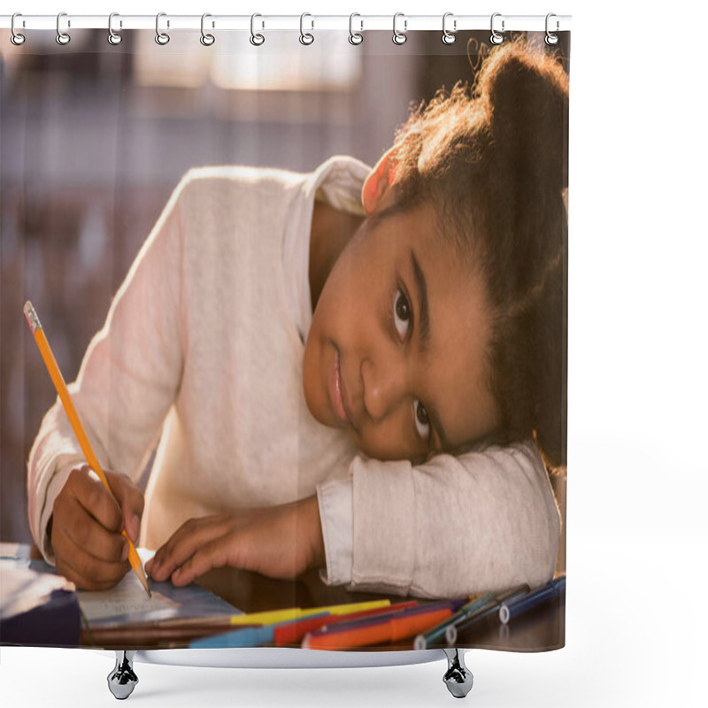 Personality  Little Girl Drawing  Shower Curtains