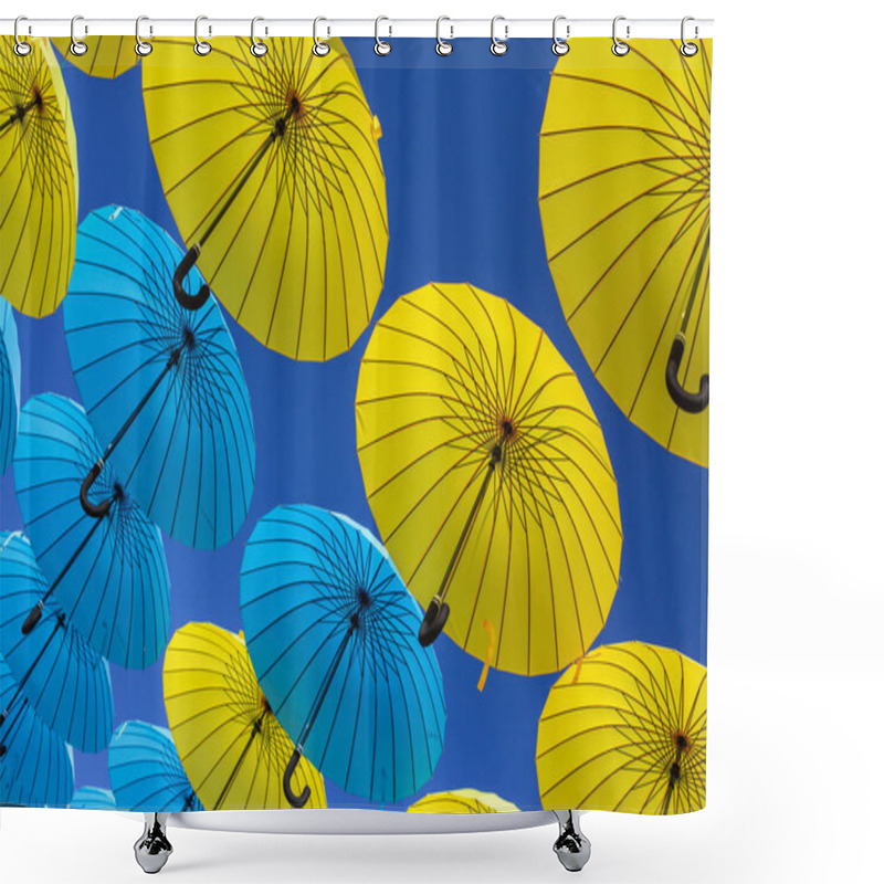 Personality   Umbrellas Hovering In The Air Shower Curtains