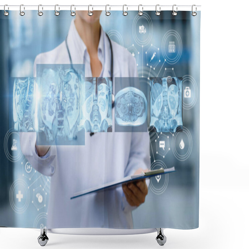 Personality  Doctor Examines Of Magnetic Resonance Imaging . Shower Curtains