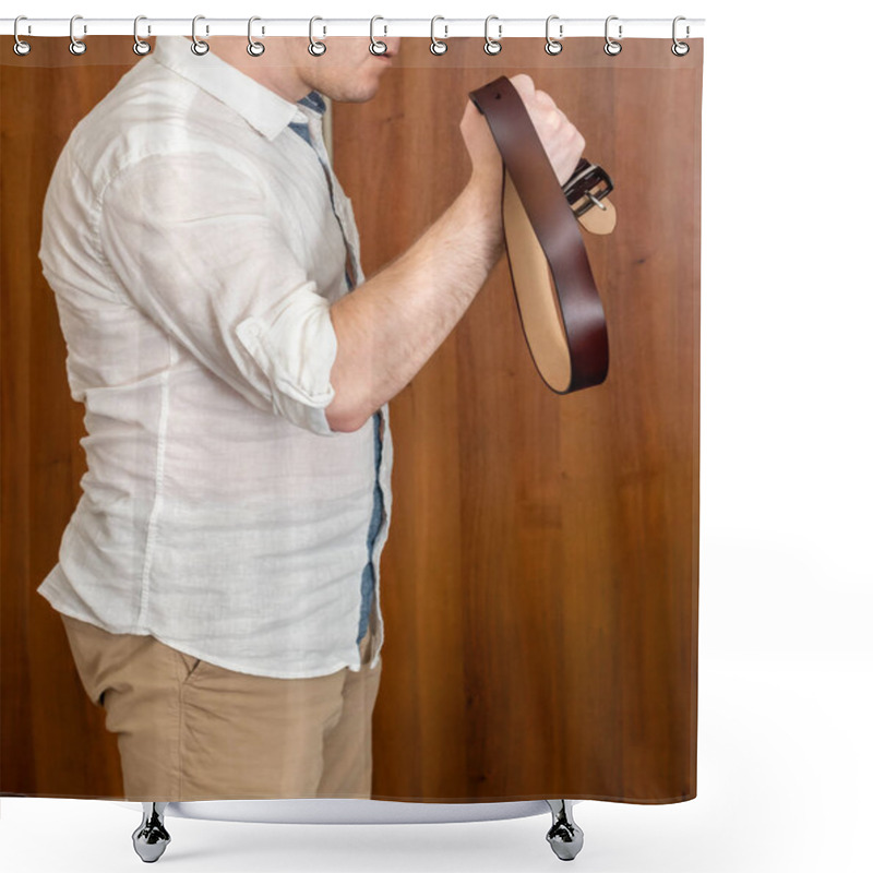 Personality  Dad Threatens To Punish With A Belt For Educational Purposes Shower Curtains