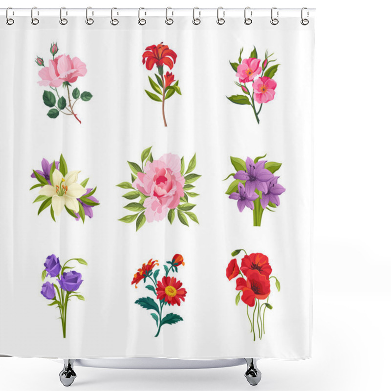 Personality  Garden Flowers Set Shower Curtains