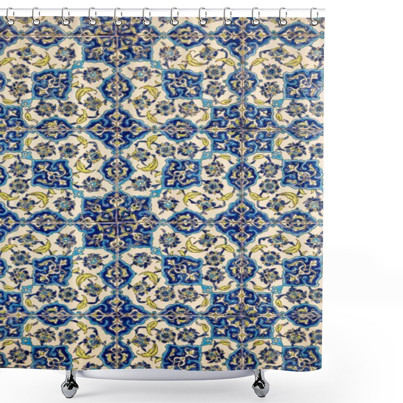 Personality  Flower Patterns On Ceramic Tiles In The Old Turkish Style, Detail Of An Izmir-style Patterned Wall Tile, Texture Of Tiles Turkey Shower Curtains